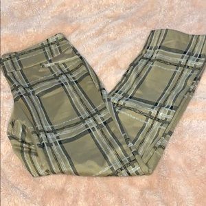 Beige Plaid Pattern Soft Stretch Slacks